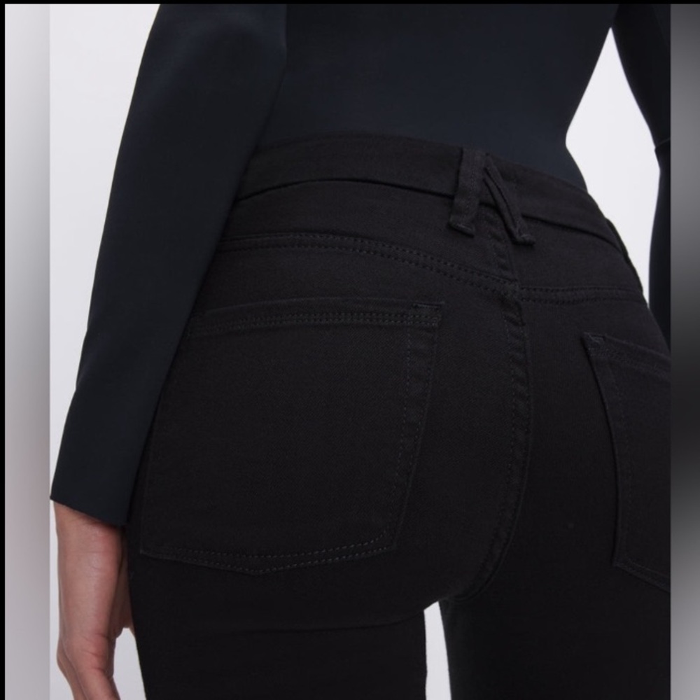 Good American Good Leg Flare Tummy Tech Jeans Size 25 Black - Picture 5 of 15